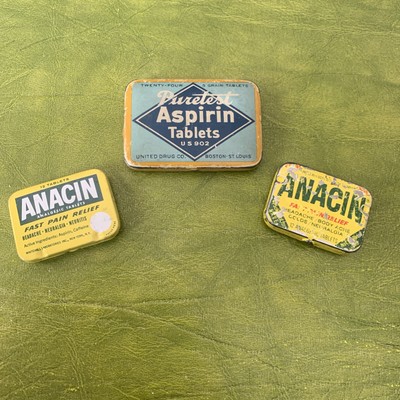 Vintage PURETEST ASPIRIN Medicine Tin United Drug Co, Boston St Louis & Anacin