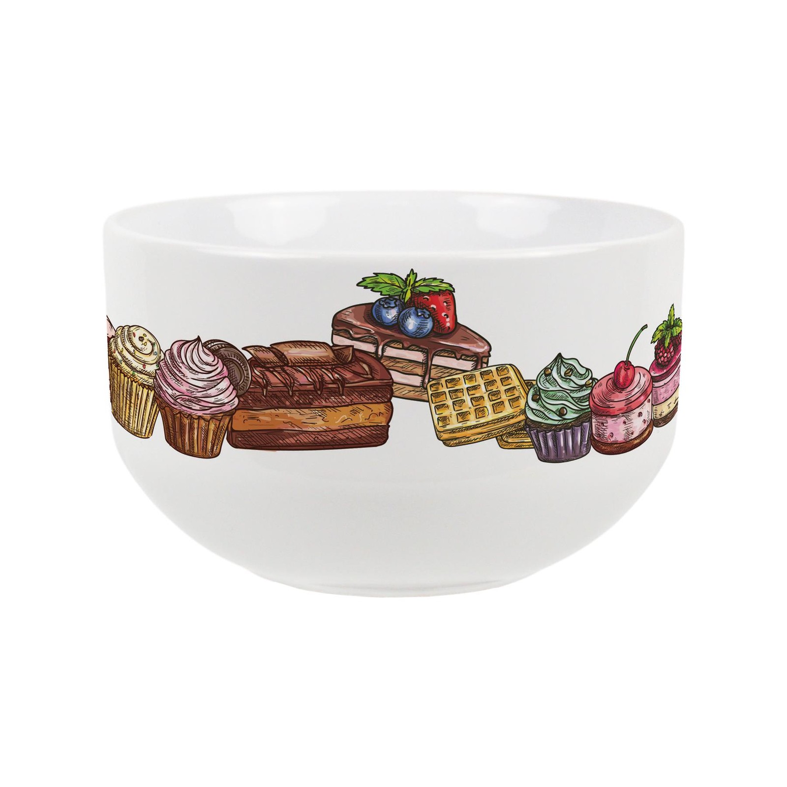 Sweet Treats Large Dessert Bowl - Ceramic Indulgent Dinnerware Serving Bowl