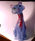 11" Blue Fenton Small Town Exclusive HP Snowman & Cardinal Alley Cat # 2 Of 4