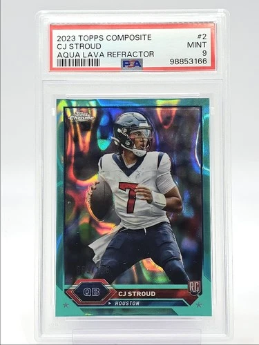 CJ STROUD 2023 TOPPS CHROME COMPOSITE ROOKIE AQUA LAVA RC /175 PSA 9 Q5775