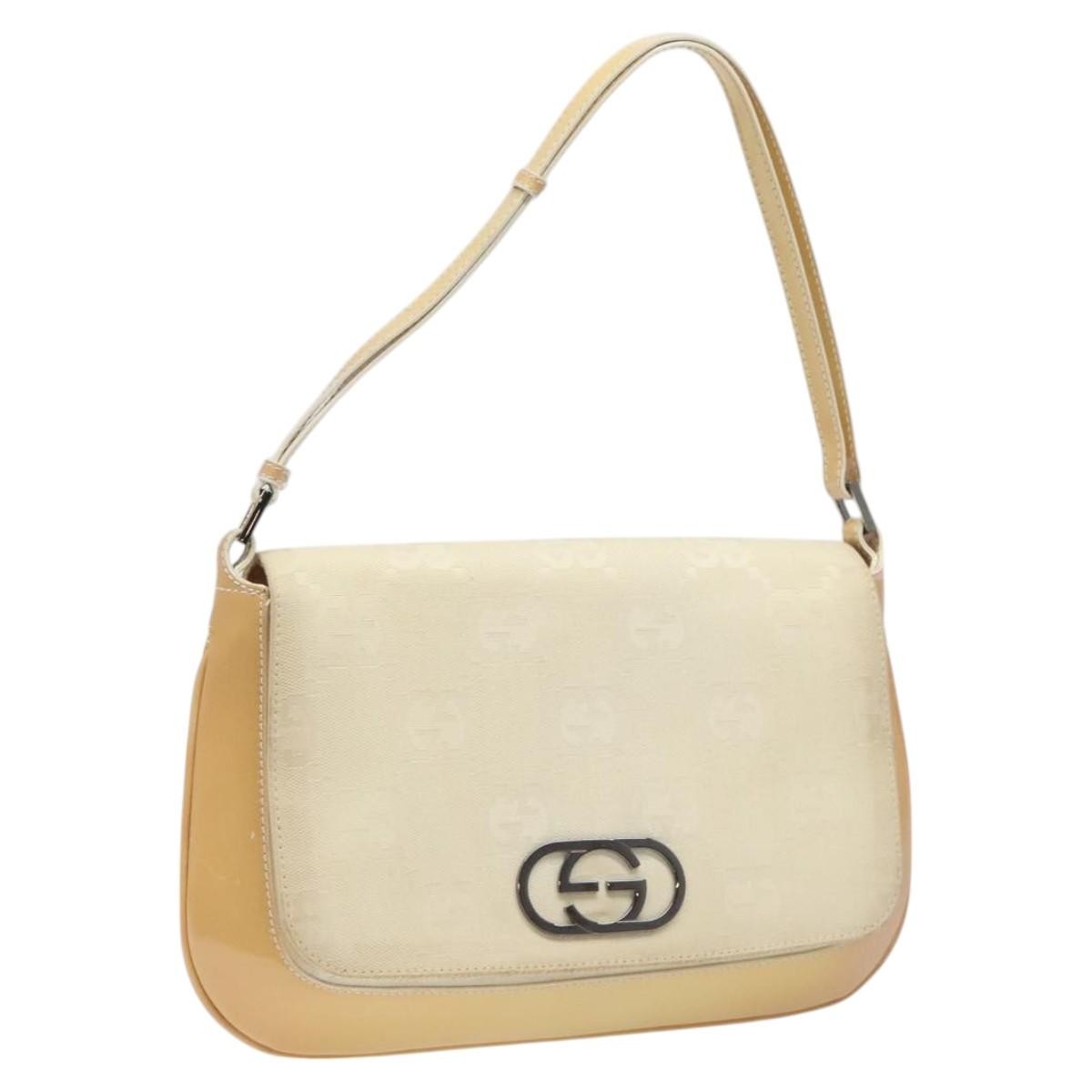 Gucci GG Beige Canvas Shoulder Bag Authentic Luxury Handbag