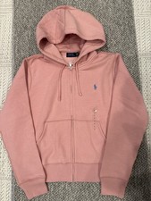 NWT Polo Ralph Lauren Women s Full Zip Hoodie Sweatshirt Pink Fleece Size L