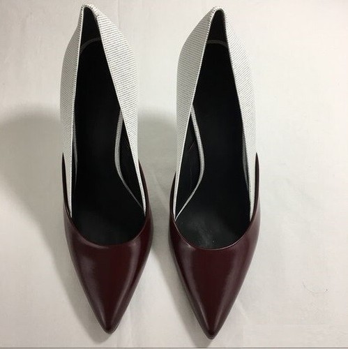 Alexander Wang Cicely beet white black Leather Pumps shoes heels embossed 37.5 - Picture 3 of 12