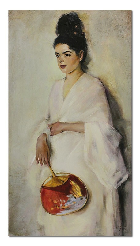 Olga Boznanska - La Japonesa - 45x90cm - G116073 Pintura Al Óleo Lienzo Firmada