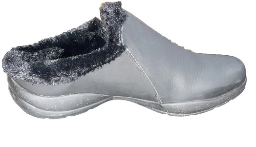 Clarks Women's Faux Fur Lined Mule Roseville Clog Size US 7M Black Leather 62034 - Picture 3 of 6