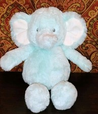 Carters Baby Light Mint Green Elephant Soft Fluffy Stuffed Toy White Ear Lovey C