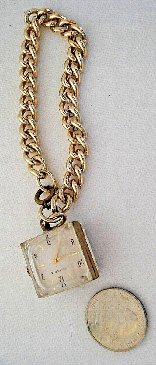 RARE BEAUTIFUL BELFORTE Jewels Lucite Cube Watch Pendant Charm Chain  Bracelet