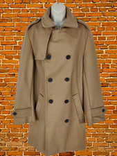 Bnwot Womens Gloverall Camel Brown Wool Double Breasted Trench Coat Size Uk 44