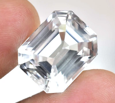 Natürlich 25.90Ct Weiß Montana Saphir Smaragd Schliff Zertifiziert Selten Lose - Bild 1 von 4