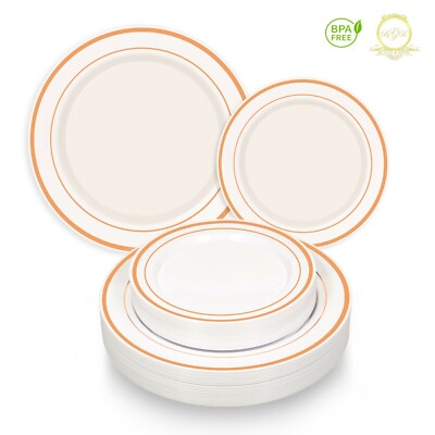 *On SALE* Elegant ROSE GOLD Plastic Disposable Dinner Dessert Plates 110 pcs