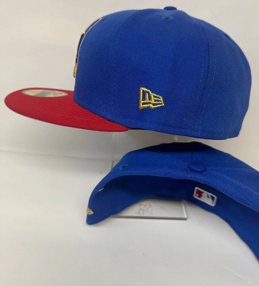 Cleveland Indians Wahoo New Era Fitted Club 59Fifty RETRO 70s ROYAL RED TWO TONE - Image 3 of 4