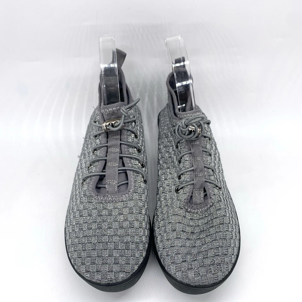 Zapatillas Steven By Steve Madden Gris Cuña Con Cordones Tejido Plataforma Zapatos Talla 8.5 Foto 3 de 4