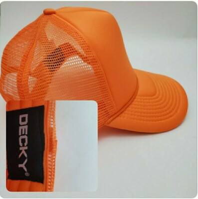 Decky Cap  Orange Mesh Back Adjustable Snap Back One Size Fit Most