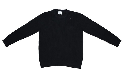 YOKE Cotton mesh stripe crew neck sweater Size: 2 Black Men
