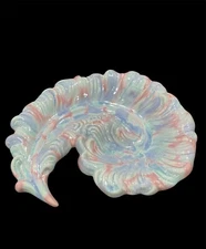 Vintage Royal Haeger Pottery Feather Swirl Mauve Blues Dish R278 USA in EUC