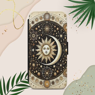 SONNE MOND HIMMLISCH HANDYHÜLLE FÜR IPHONE SAMSUNG PIXEL WITCHY FLIP WALLET