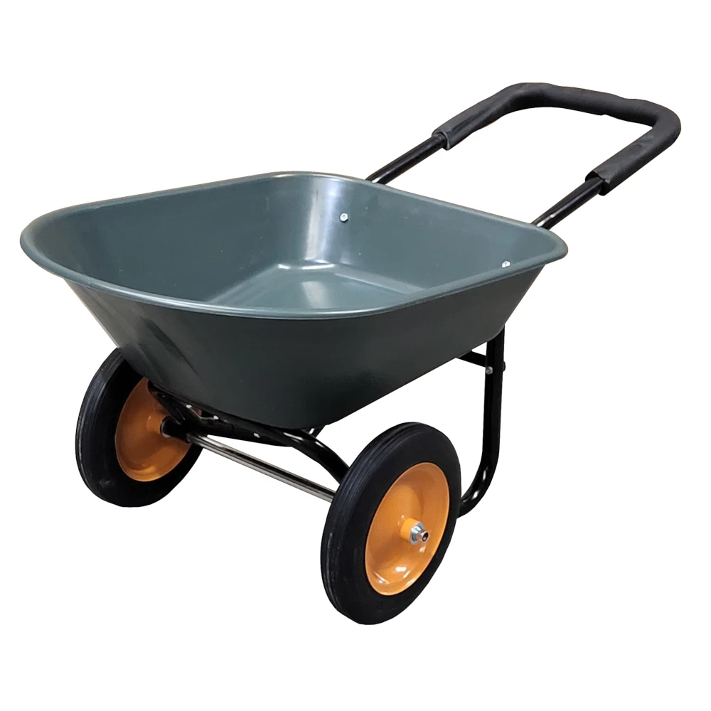 DJM Plastic Garden Wheelbarrow Twin Two Wheel Puncture Proof Tyre Heavy Duty 70L