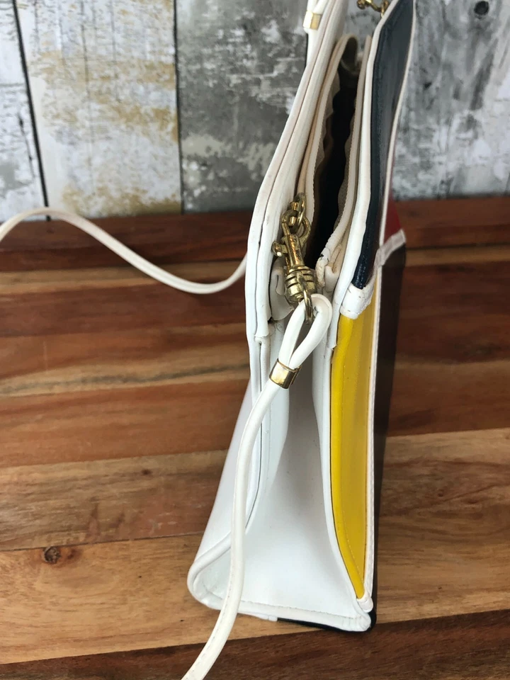Bolso de mano vintage clutch de hombro 1960 rojo blanco amarillo azul Foto 4 de 4