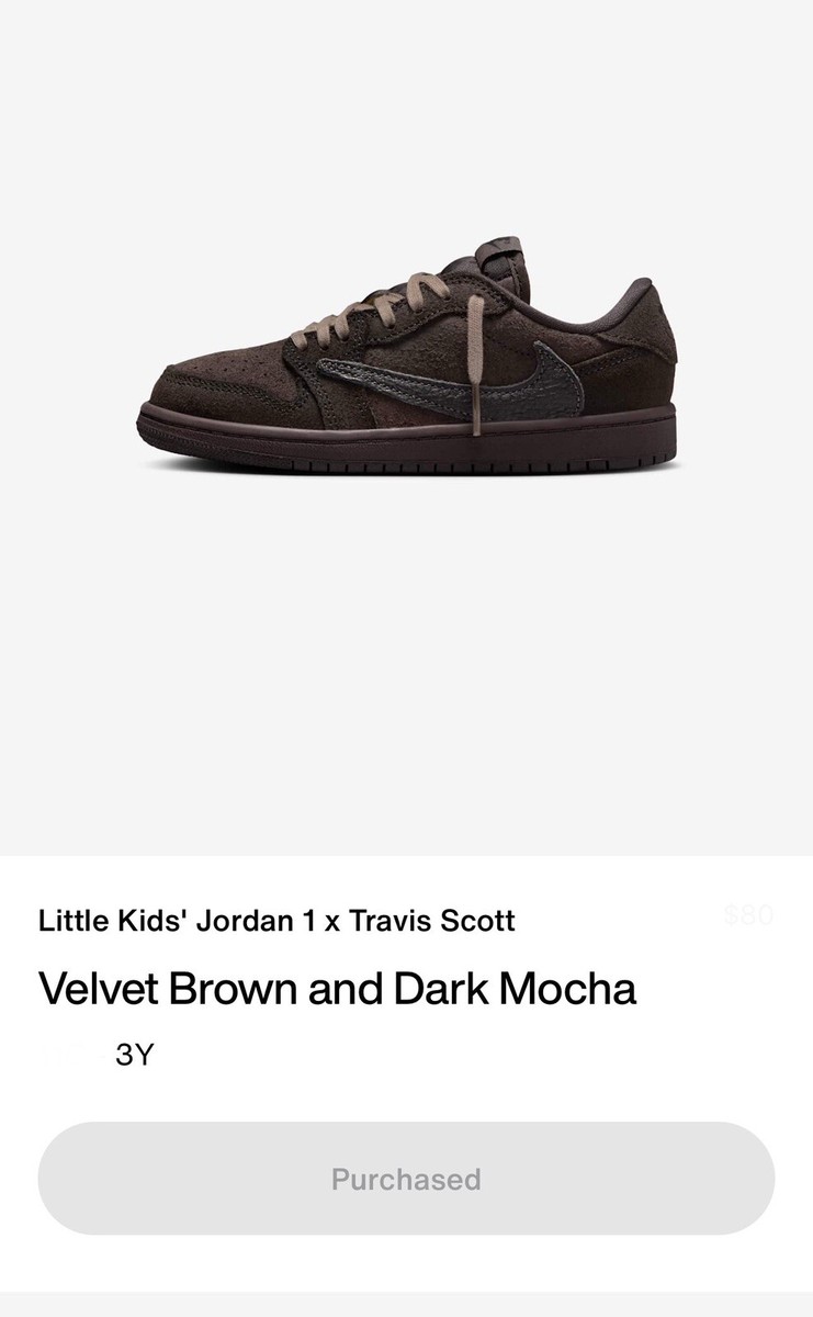 トラヴィスVelvet Brown and Dark Mocha 27.0 Air Jordan 1 x Travis Scott 'Velvet Brown and Dark Mocha