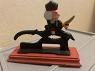 Vintage Toy Soldier Nutcracker King Cast Iron Metal Wood Base