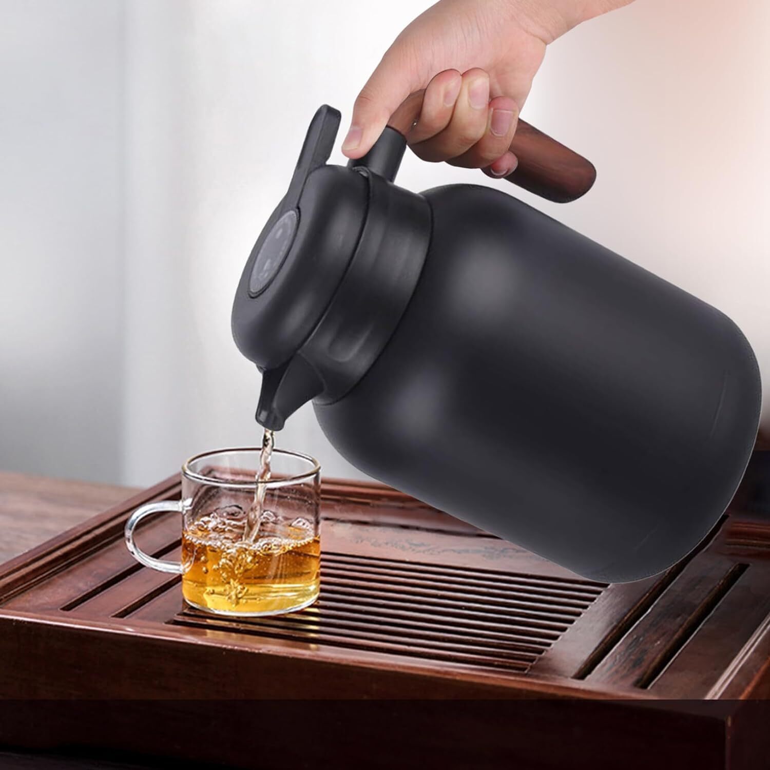 Thermoskanne 1,5L Mit Teesieb - Edelstahl Isolierkanne Temperaturanzeige