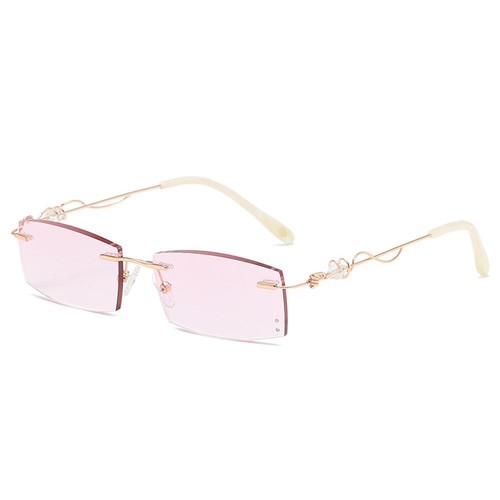 Women Rimless Reading Sun Glasses Blue Light Blocking Gradient Rectangle Readers - Picture 7 of 22