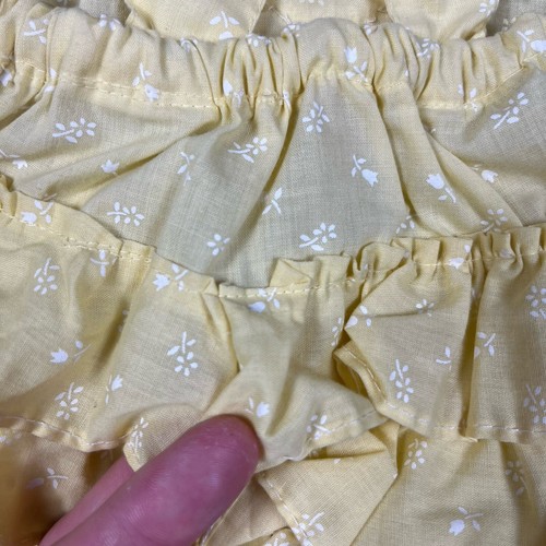 Vintage Baby Girls Yellow Floral Ruffle Heart Bib Sunsuit Romper - Picture 9 of 12