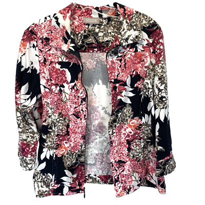 CHICO'S Women's Size 1 (W8-W10) FULL ZIP Jacket Cardigan FLORAL 3