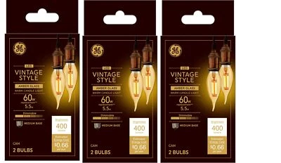 (6 bulbs) GE Lighting 36553, Vintage Style LED Decorative Chandelier Light