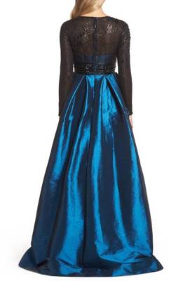 MAC DUGGAL 62883D EMBELLISHED SEQUIN TAFFETA TEAL/BLACK BALL-GOWN DRESS 8 |  eBay
