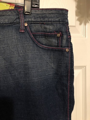 Old Skool Jeans Co. Patch Jeans Size 20 New with tags Dark denim patchwork words - Picture 4 of 11