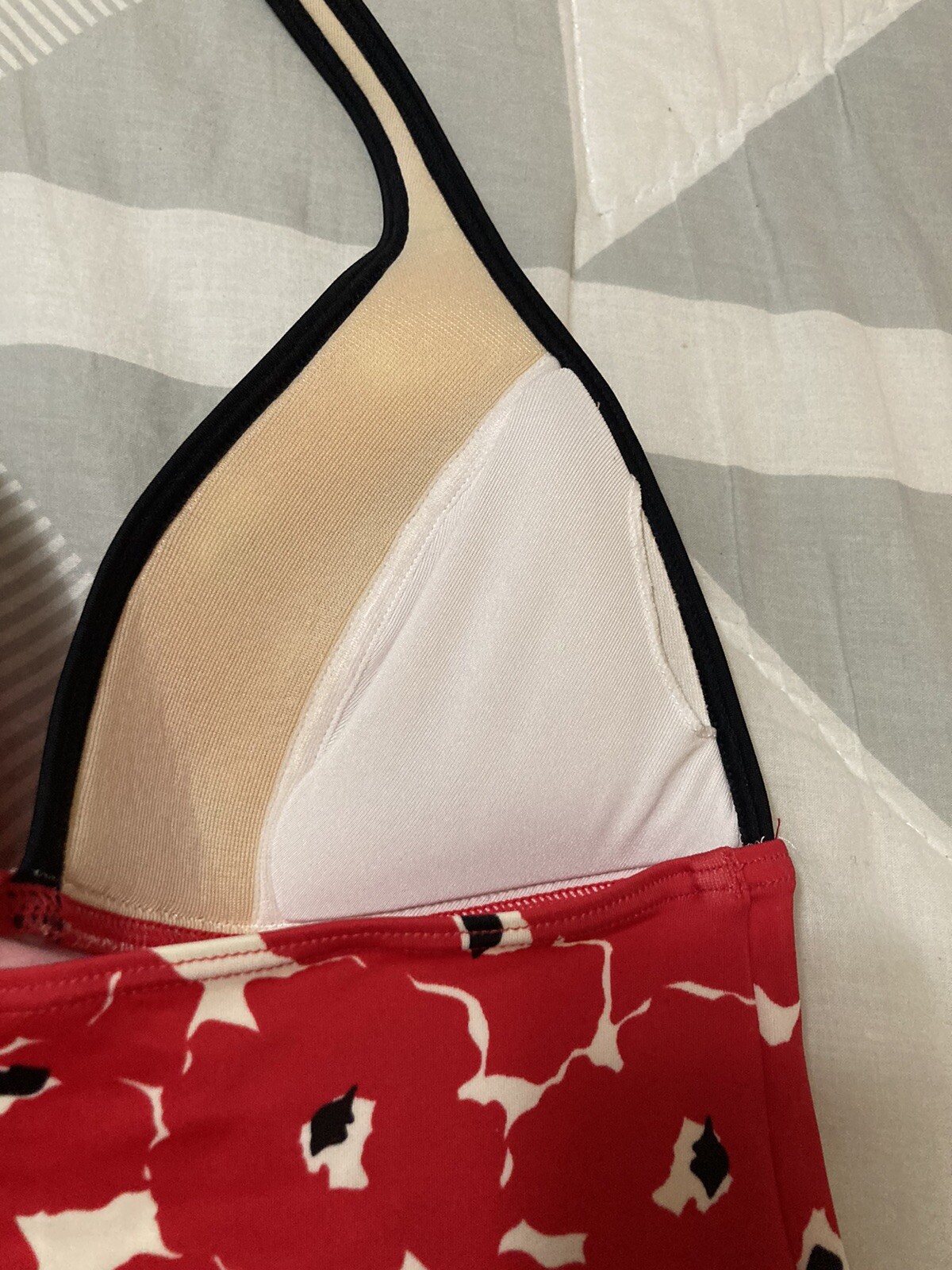 Victoria's Secret Women’s Red Black Floral Belted Tankini Swimsuit Size