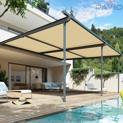 8FT HDPE Fabric Roll Beige UV Block Shade Sail Outdoor for Backyard Gazebo
