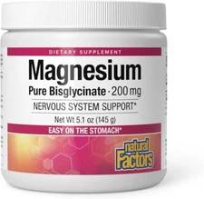 Natural Factors Magnesium Pure Bisglycinate 200 mg, 5.1 Oz