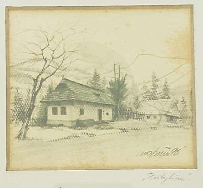 Fine Miniature Framed Artwork Winter Mountains Home Scene Vintage Signed Artwork