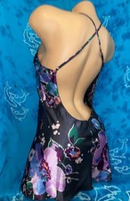 Victoria  s Secret 2009 Pewter Gray Pink Floral Low Back Lingerie Chemise Gown XS