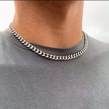 925 Sterling Silver Beautiful Handmade Jewelry Cuban Chain Necklace Size-16-30"
