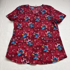 Disney Stitch Christmas Women s Scrub Size Small EUC