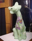 11" Fenton Jade Green 2018 Kibbe Orchid Flowers & Butterfly Alley Cat # 4 Of 12