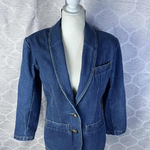 Vintage 90s IB Diffusion Denim Jacket Blazer Rockabilly Glam Rock size 6 - Picture 3 of 7