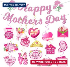 Mother's Day Decorations Set - Happy Mother's Day Banner with Floral Garland, Ha