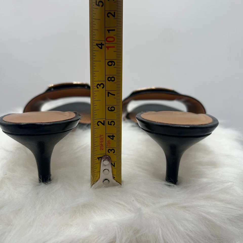 Nine West Cuero Negro Hebilla Dorada Gatito Tacones Diseñador Mules Slides Talla 8 Foto 4 de 4