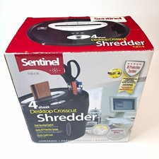 Sentinel TQE41B 4-Sheet Desktop Cross-Cut Paper Shredder with Basket New