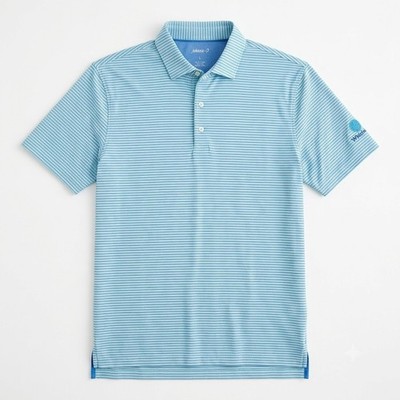 JOHNNIE O Performance Golf Polo Blue Striped Whirlwind Golf Club Mens Large