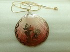 Vintage Seashell Pendant Gold Plated Overlay Floral & Edged Chain 24" Necklace — photo 3