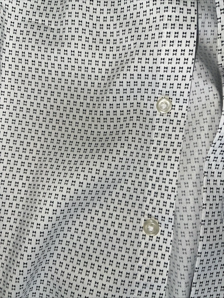 Men’s Van Heusen Flex3 Slim Fit Button-Down Shirt White/Blue Size 17 32/33 - Image 2 of 4