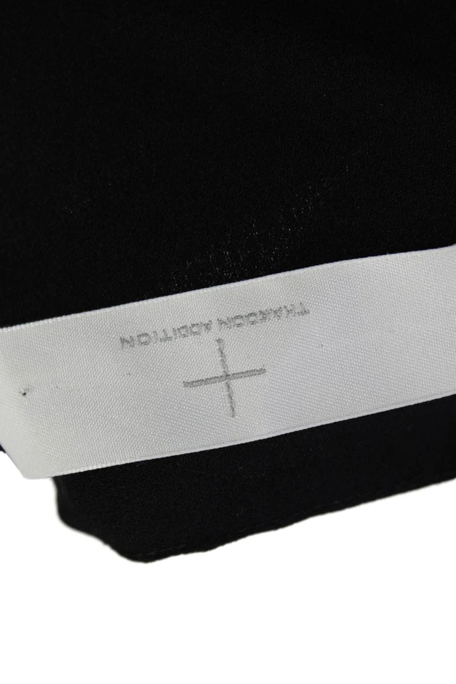 Vestido recto Thakoon Addition para mujer sin mangas cuello en V pintuck seda negro talla 4 Foto 4 de 4