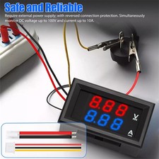 1x Digital Voltmeter Ammeter Led Dual Amp Volt Meter Current Gauge Dc 100v 10 A5