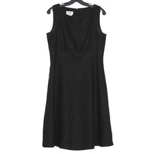 Talbots Vintage 90s Little Black Dress Linen 10 Preppy Work Office Minimalist