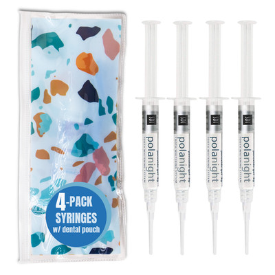 4 PACK: 16% PolaNight Teeth Whitening, comes w Tips, Instructions & Zipper Pouch